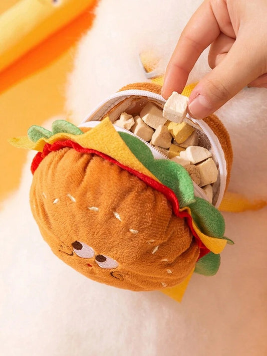 Dog Chest Strap With Leash Set, Cartoon Burger Shaped Backpack Dog Harness With Outdoor Traction Rope.