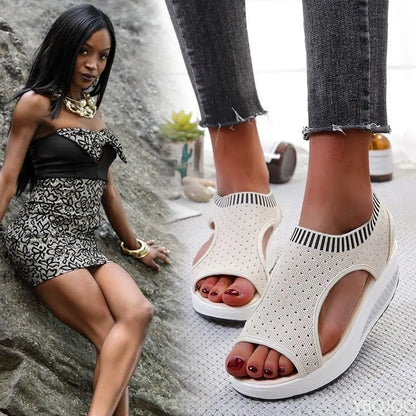 Plus Size Sandalen Vrouwen  Mode Casual Platform Schoenen Vrouwen Schoenen Comfort Zomer Zachte Sport Sandalen Ademende Sneakers