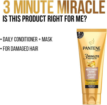 Pantene Pro-V Milky Damage Repair 3 Minute Miracle Conditioner, 200Ml + Shampoo 400 Ml