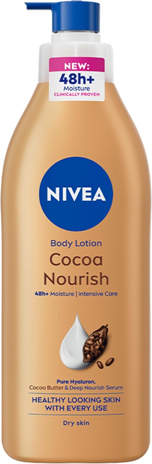 NIVEA Body Lotion for Dry Skin, Cocoa Butter, 5in1 Complete Care, 48H Deep Moisture, 2x400ml, Pack of 2