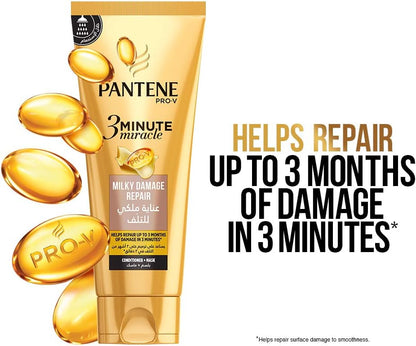 Pantene Pro-V Milky Damage Repair 3 Minute Miracle Conditioner, 200Ml + Shampoo 400 Ml