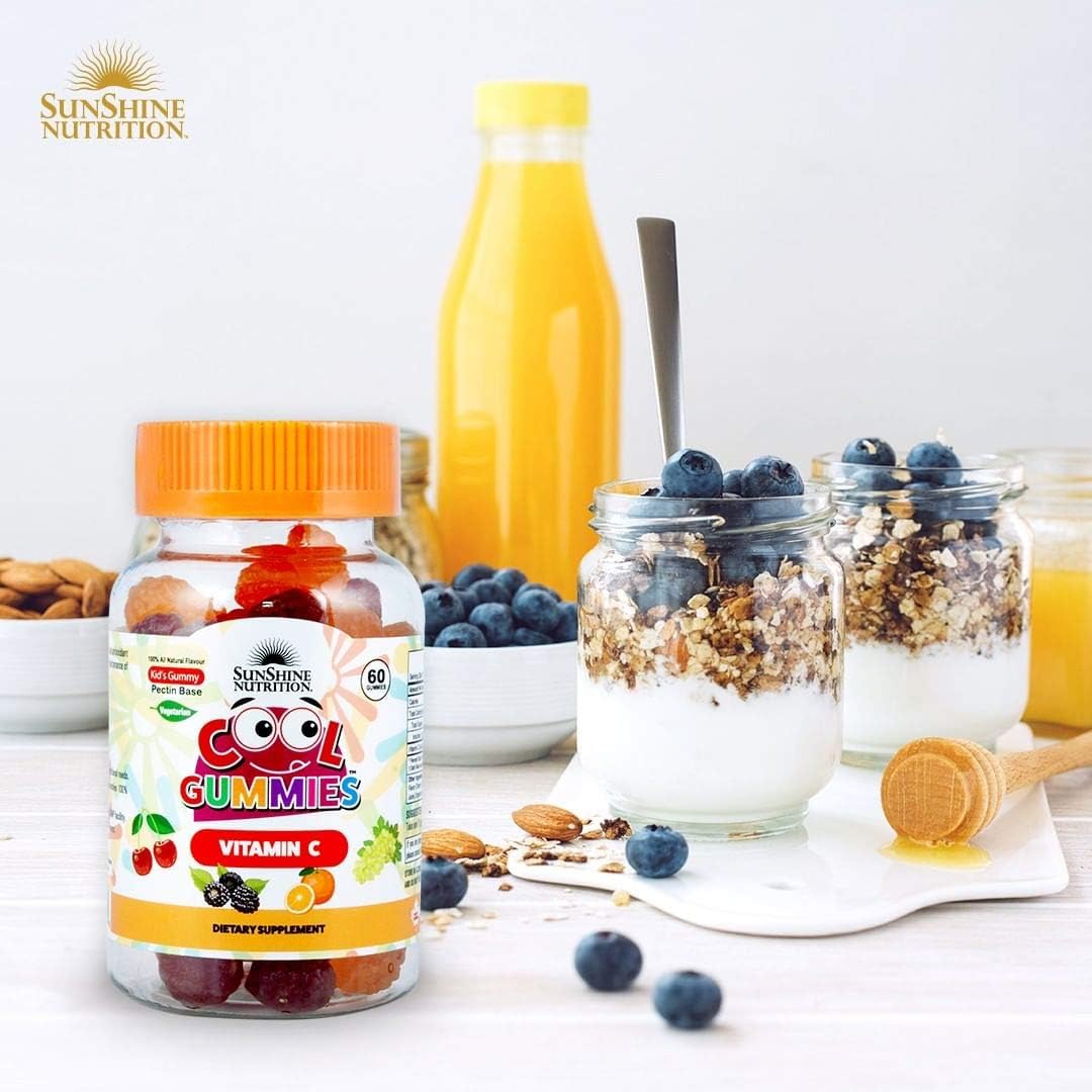 Sunshine Nutrition Cool Gummies With Vitamin C For Kids, 60 Gummies | 100% All Natural Flavor | Gluten Free