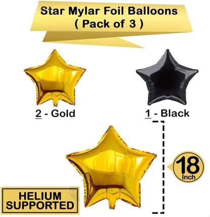 Black,Gold Balloons and Paper Pom Poms Party Supplies for Birthday Decoration With Pale Champagne Metallic Foil Fringe Tinsel Curtain Happy Birthday Party Decoration Backdrop,Black Decoration Kit