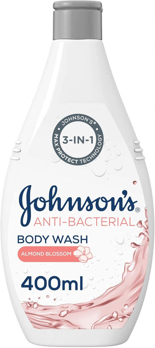 400ml x 2 Johnson's Body Wash, Anti-Bacterial, Almond Blossom