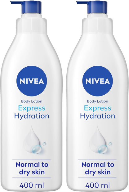 NIVEA Body Lotion for Normal to Dry Skin, Express Hydration, with Deep Moisture Serum and Sea Minerals, 48H Moisture Care, 400ml