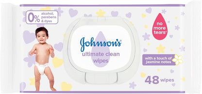 Johnson's Baby Wipes, Ultimate Clean, Pack of 48 Wipes