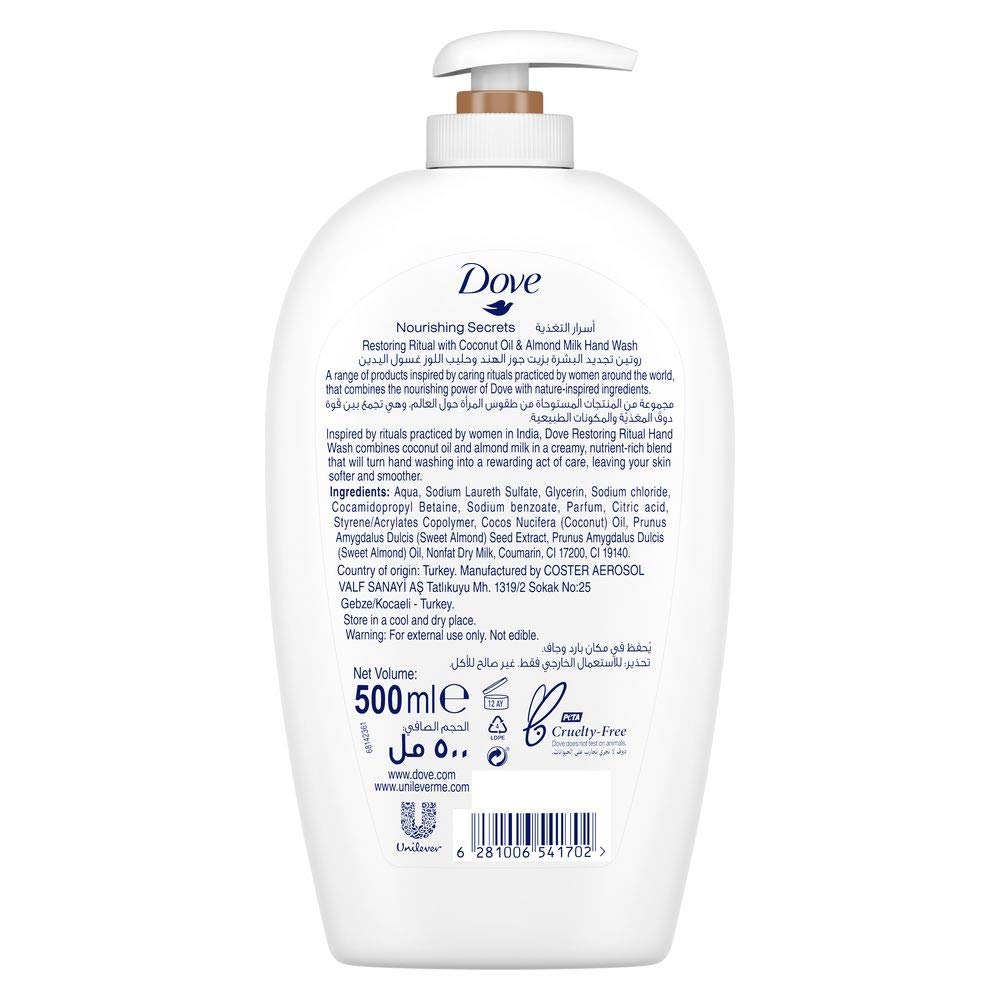 DOVE Care & Protect Moisturising Hand Wash, 100% sensitive skin friendly, Original, with ¼ moisturising cream, 500ml