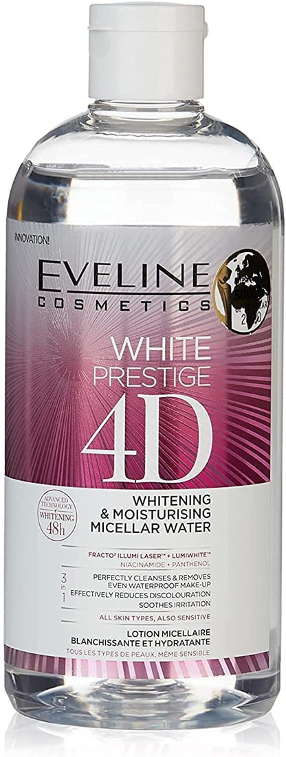 Evenline cosmetics white prestige 4d whitening and moisturising micellar water, 400 ml