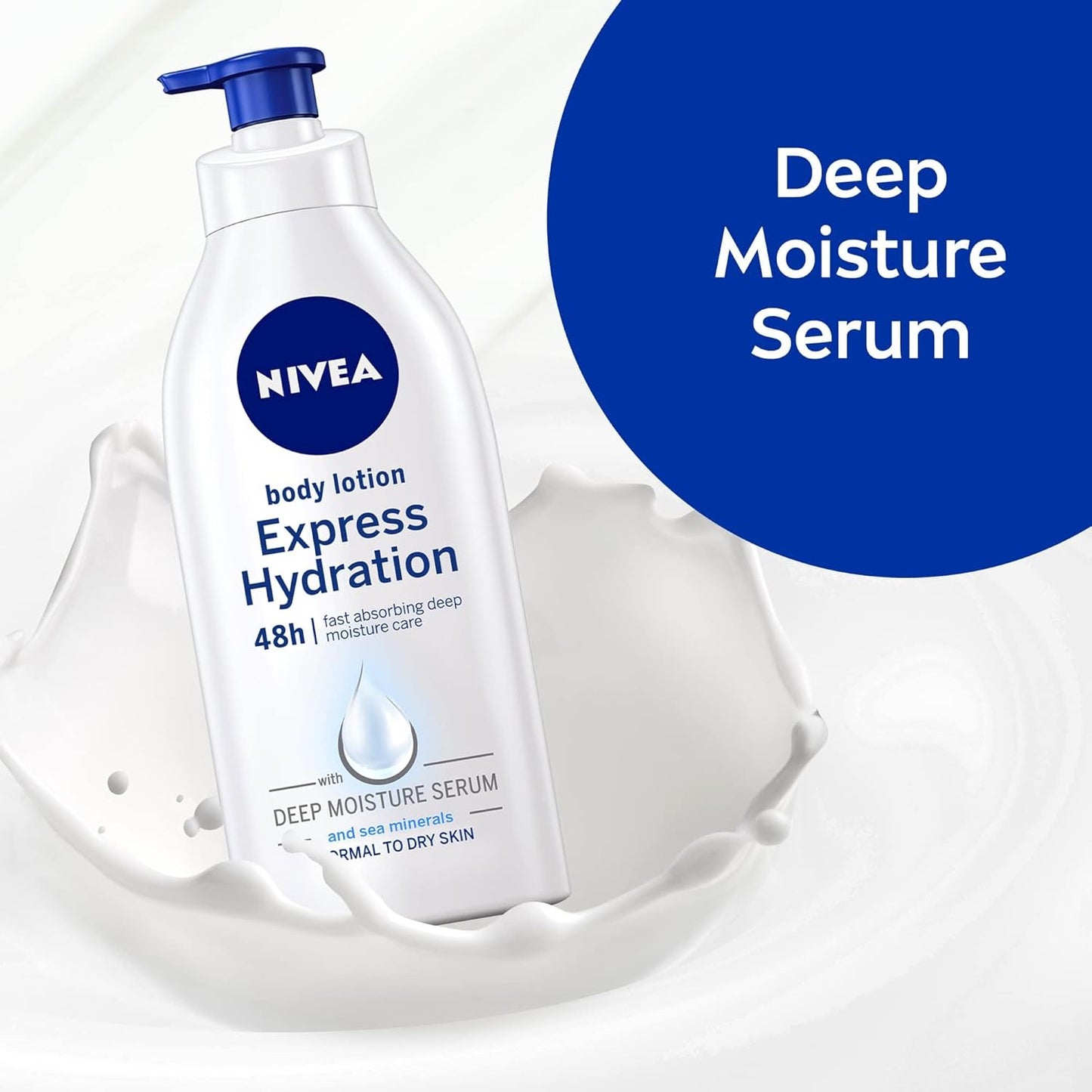 NIVEA Body Lotion for Normal to Dry Skin, Express Hydration, with Deep Moisture Serum and Sea Minerals, 48H Moisture Care, 400ml