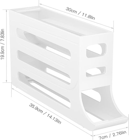 NIOIPXA Space-Saving 4-Tier Egg Holder for Fridge - Auto Rolling Egg Dispenser and Organizer for Refrigerator,Storage 30 Egg (1-Pack,Clear)