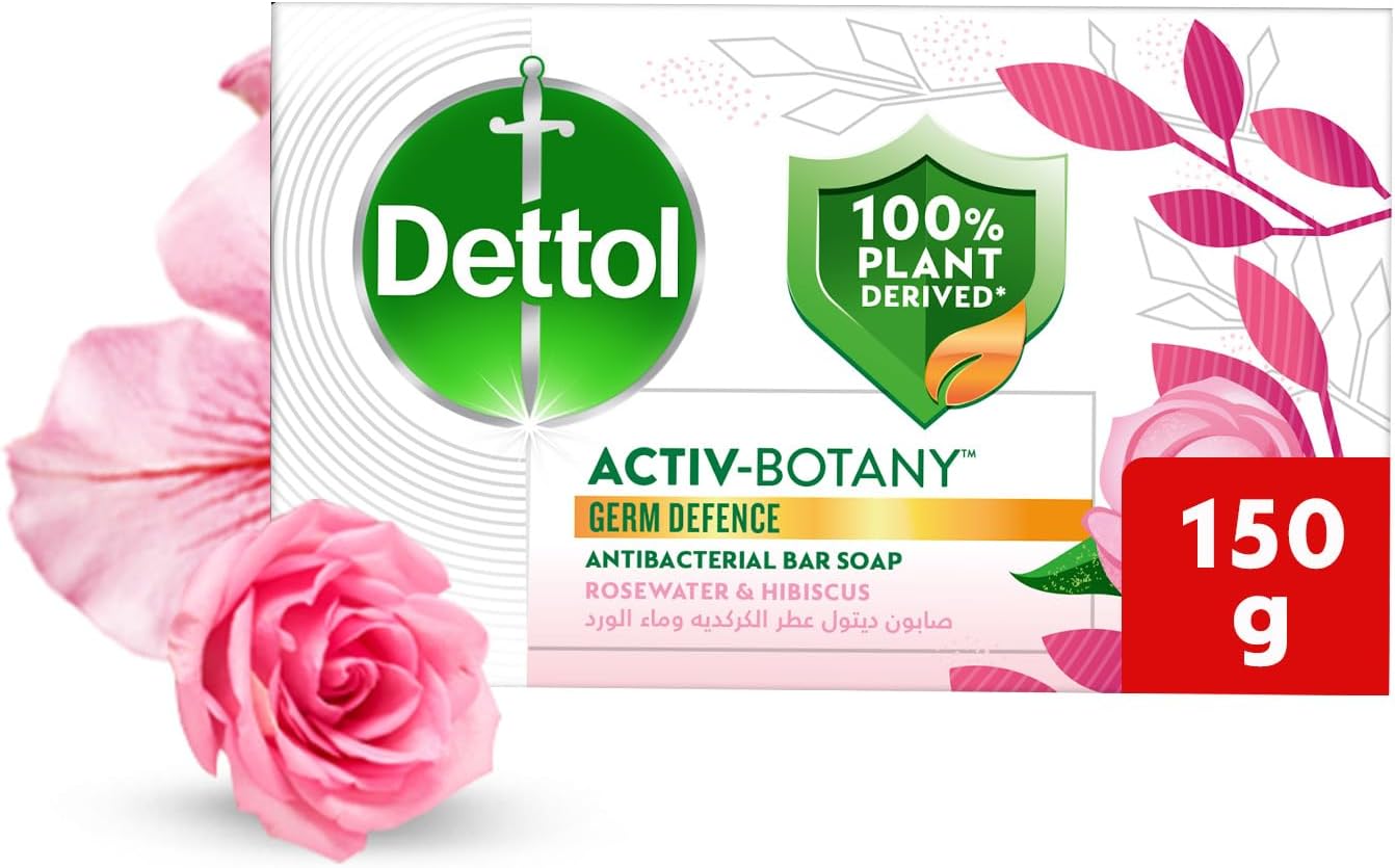 Dettol Activ-Botany Bathing Soap, Rosewater & Hibiscus Scent, 150g