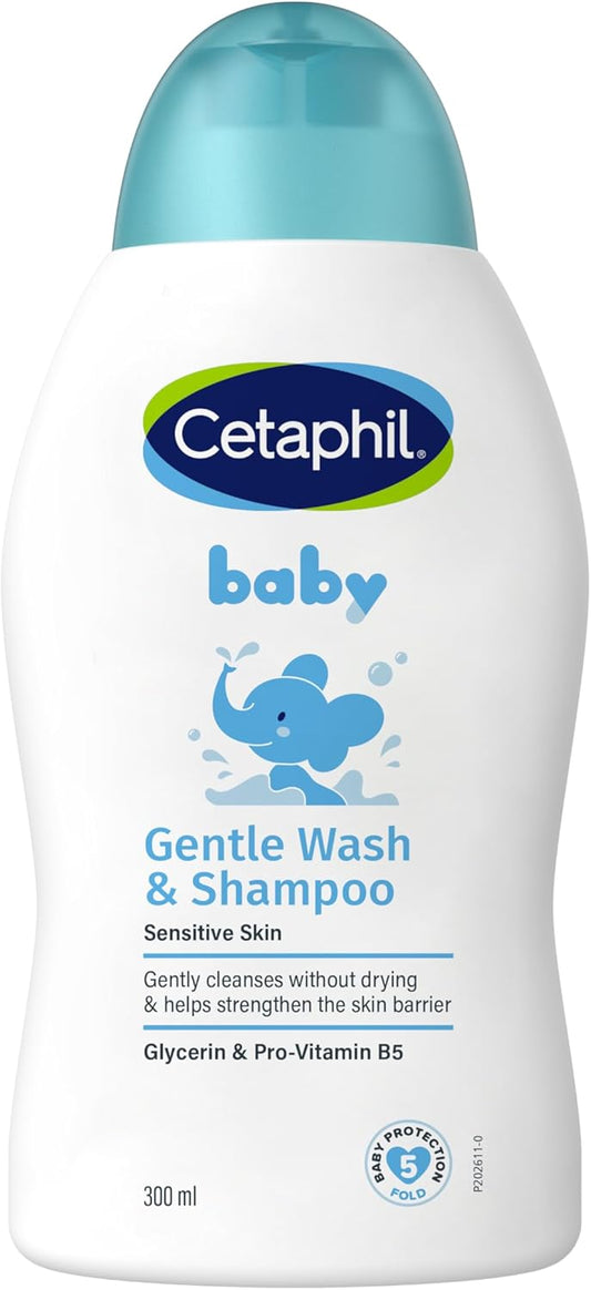 Cetaphil Baby Gentle Wash & Shampoo, Foaming Hair & Body Wash for Sensitive Skin, Unscented, 300ml
