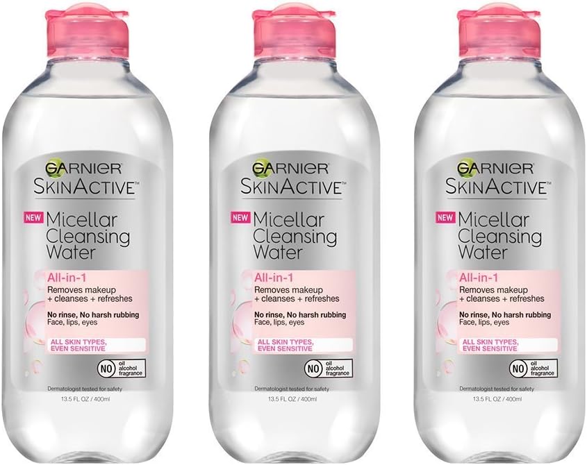 Garnier SkinActive Micellar Cleansing Water, For All Skin Types, 400ml Pack of 3