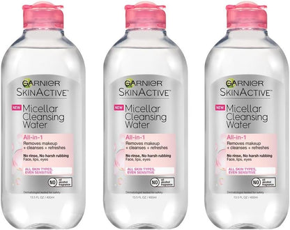 Garnier SkinActive Micellar Cleansing Water, For All Skin Types, 400ml Pack of 3