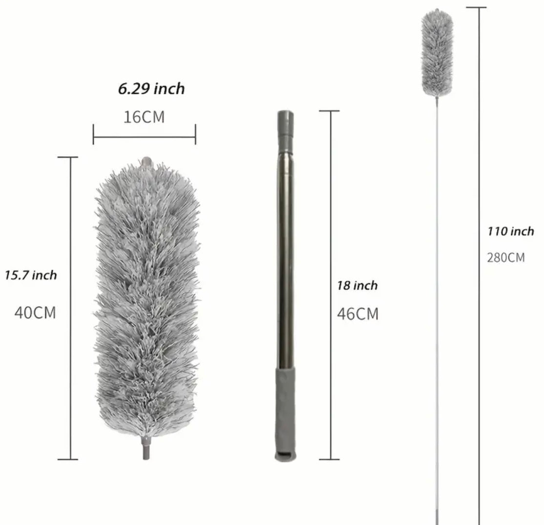 1pc 280cm Extendable Dusters For Cleaning With Extension Pole, Washable Dusters, Reusable Bendable .