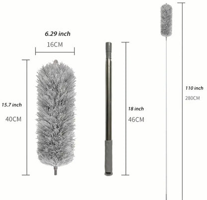 1pc 280cm Extendable Dusters For Cleaning With Extension Pole, Washable Dusters, Reusable Bendable .
