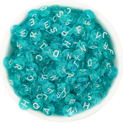 Acrylic Colorful English Alphabet Beads Transparent Candy Color Oblate Loose Beads