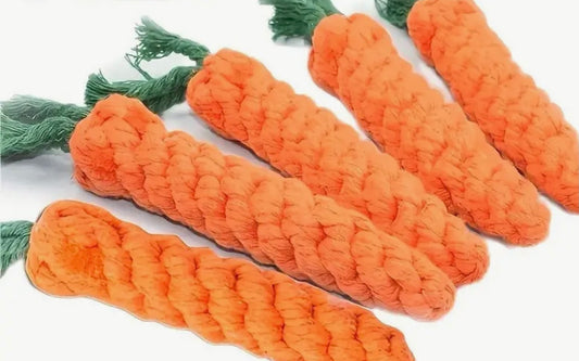 Carrot-Shaped Dog Chew Toy with Rope Knot