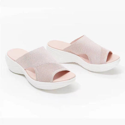 Summer new oversized slippers for women, fish mouth mesh breathable women's external wear slippers