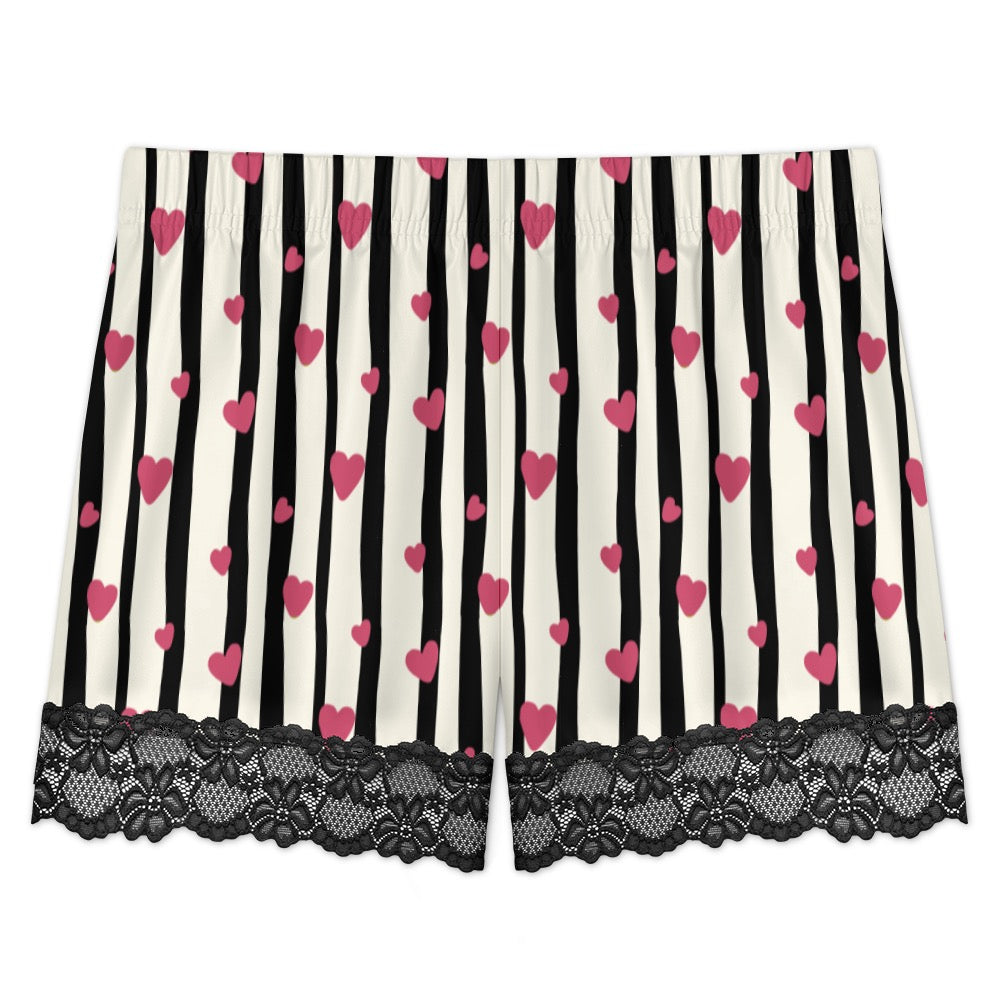 Lace-trimmed camisole and shorts pajama set