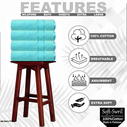 Soft-Swril Premium Sky-Blue Bath Towel 500 GSM 100% Cotton 27x54 Inches Pack of 1,Ultra Super Soft Quick Dry Highly Absorbent - Soft Hotel Quality for Bath and Spa