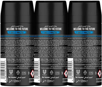 Axe Mini Men Deodorant Body Spray, Anarchy, 48 hours of irresistible fragrance, 120ml x 3