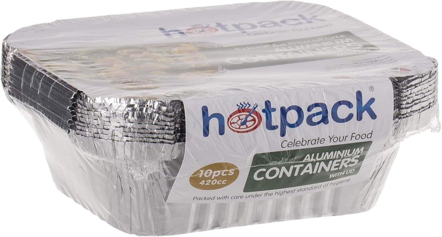 Hotpack Disposable Food Storage, Food Packaging, Aluminium Container 250cc, 10 Pieces