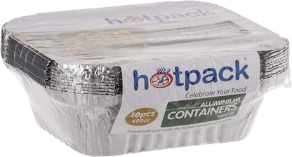 Hotpack Disposable Food Storage, Food Packaging, Aluminium Container 250cc, 10 Pieces