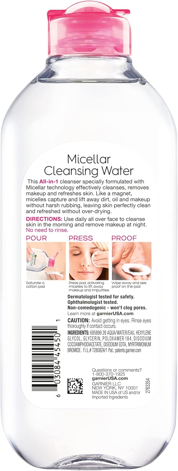 Garnier SkinActive Micellar Cleansing Water, For All Skin Types, 400ml Pack of 3