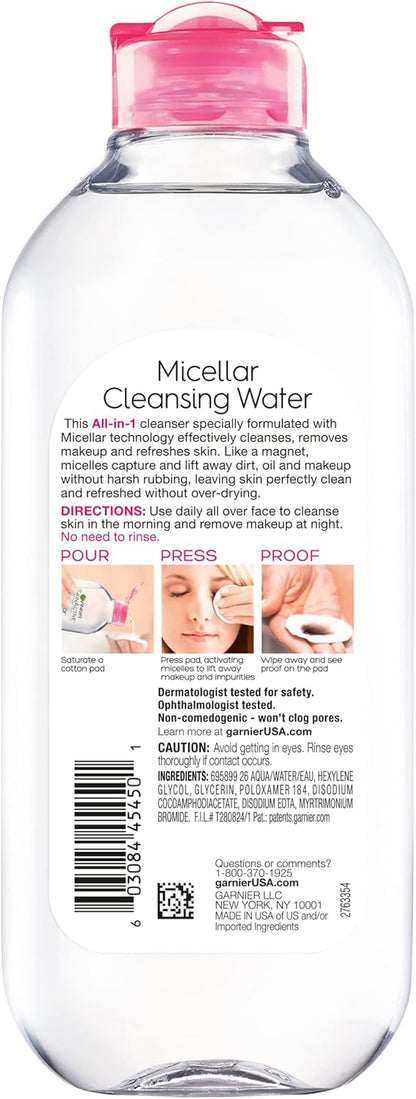 Garnier SkinActive Micellar Cleansing Water, For All Skin Types, 400ml Pack of 3