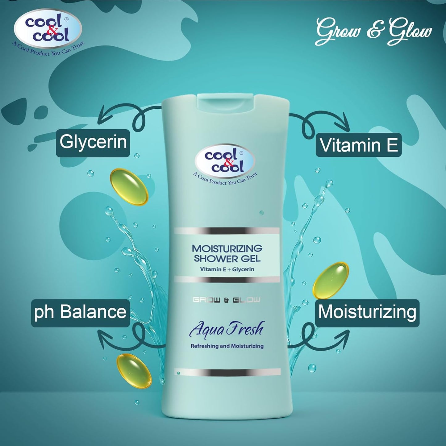 Cool & Cool Glow & Glow Moisturizing Body Shower Gel Aqua Fresh, 400 ML