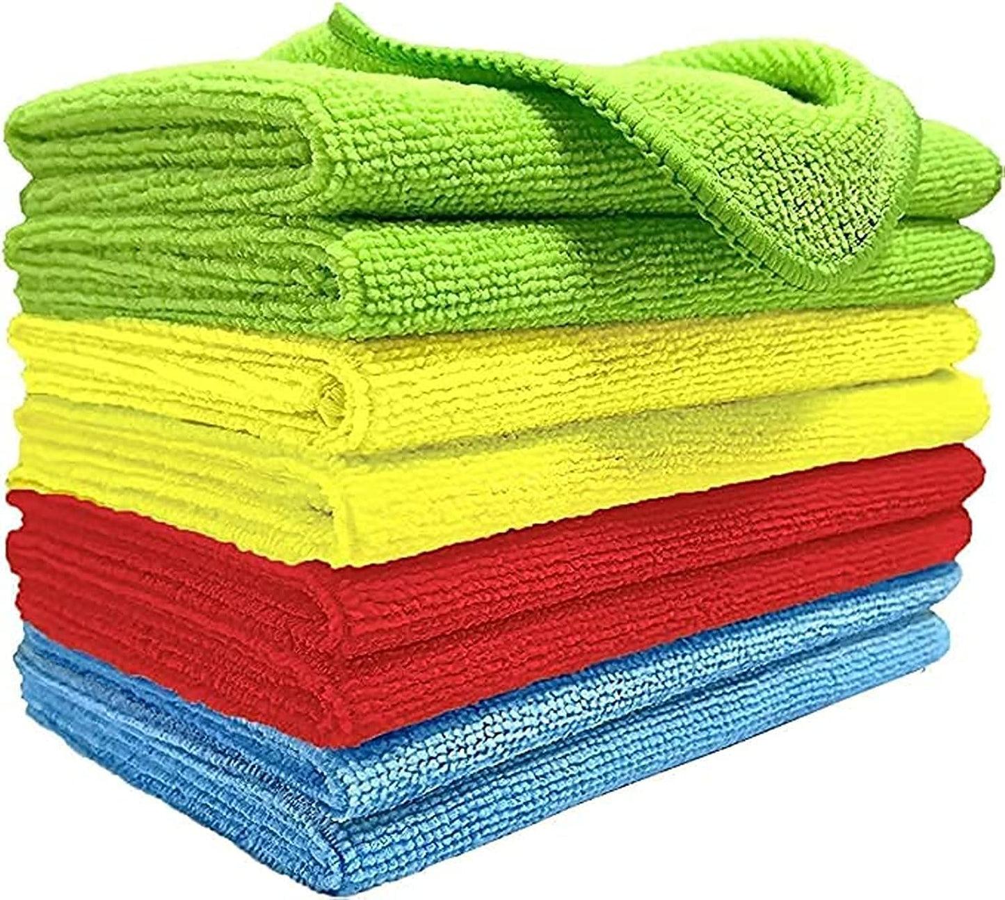 Coralblue Coralblue-Car Towel, Microfiber Cleaning Cloth, Pack of 3 with Washing Sponge- Multipurpose Car Towels or Microfiber Car Drying Towel for Washing, Drying, Dusting and Cleaning (40 x 40 cm)
