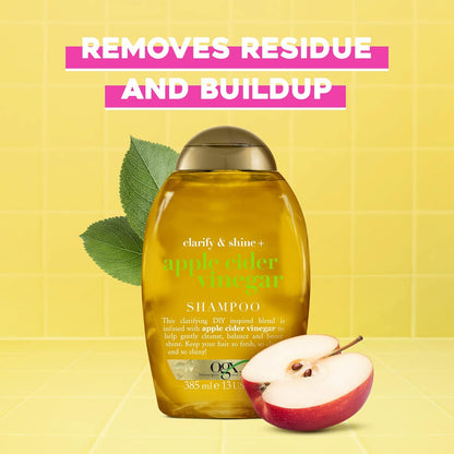 OGX Clarify & Shine+ Apple Cider Vinegar Shampoo with Anti-Dandruff Formula (1x 385ml),