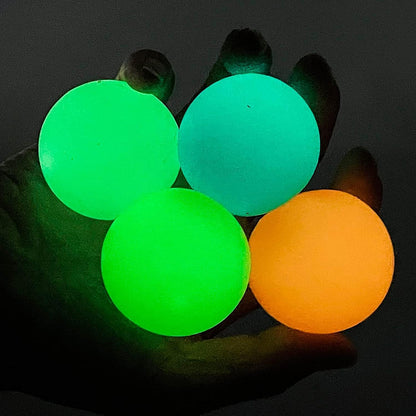 Luminous Sticky Balls, 4Pcs Stress Relief Glowing Balls, Ceiling Balls Glow in The Dark, Stress Balls for Kids and Adults, Sticky Balls, to The Wall and Roof, Party Favors, Party Supplies for Relax