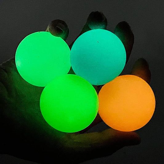 Luminous Sticky Balls, 4Pcs Stress Relief Glowing Balls, Ceiling Balls Glow in The Dark, Stress Balls for Kids and Adults, Sticky Balls, to The Wall and Roof, Party Favors, Party Supplies for Relax