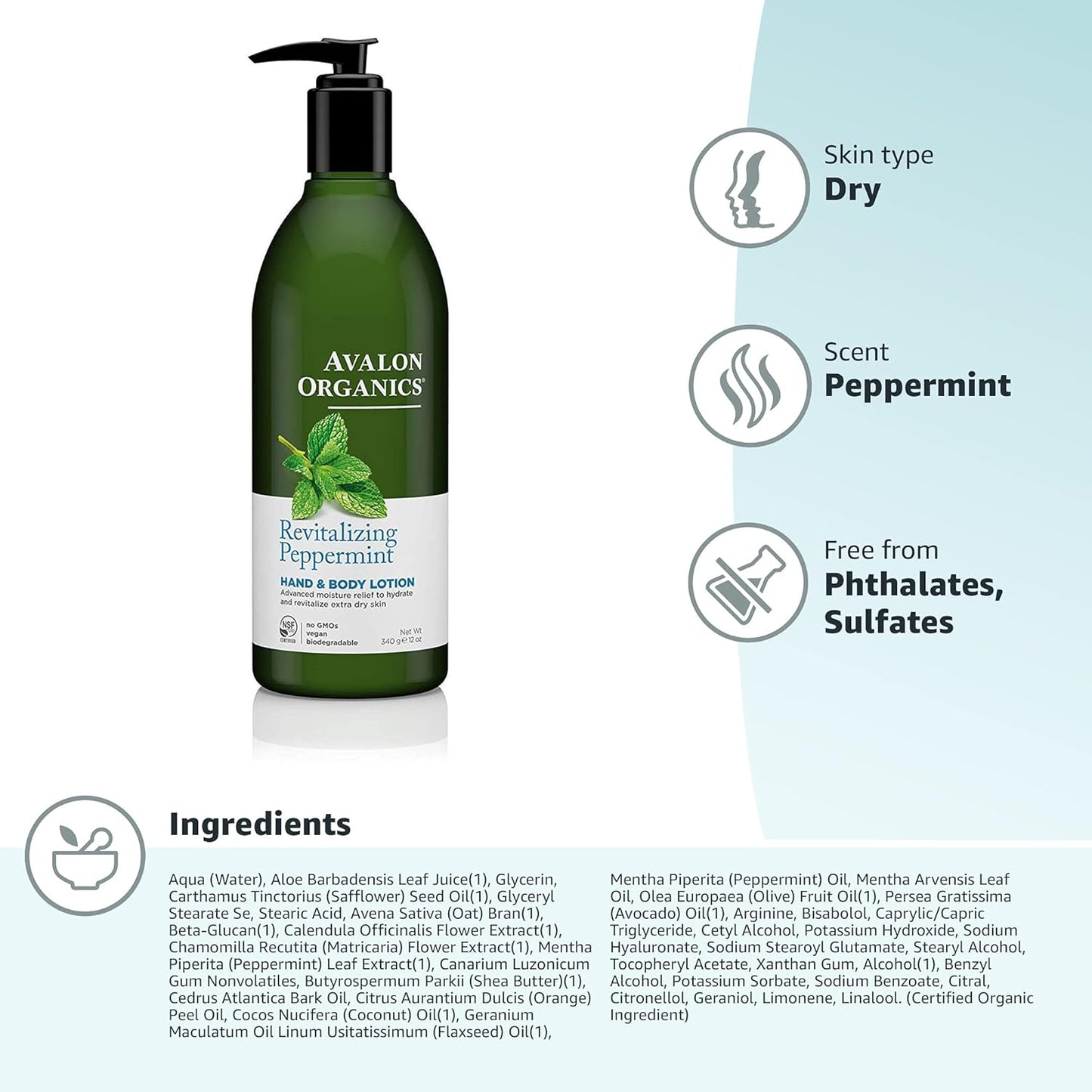 Avalon Organics Mint Thyme TherapEUtic Lotion, 12 Oz