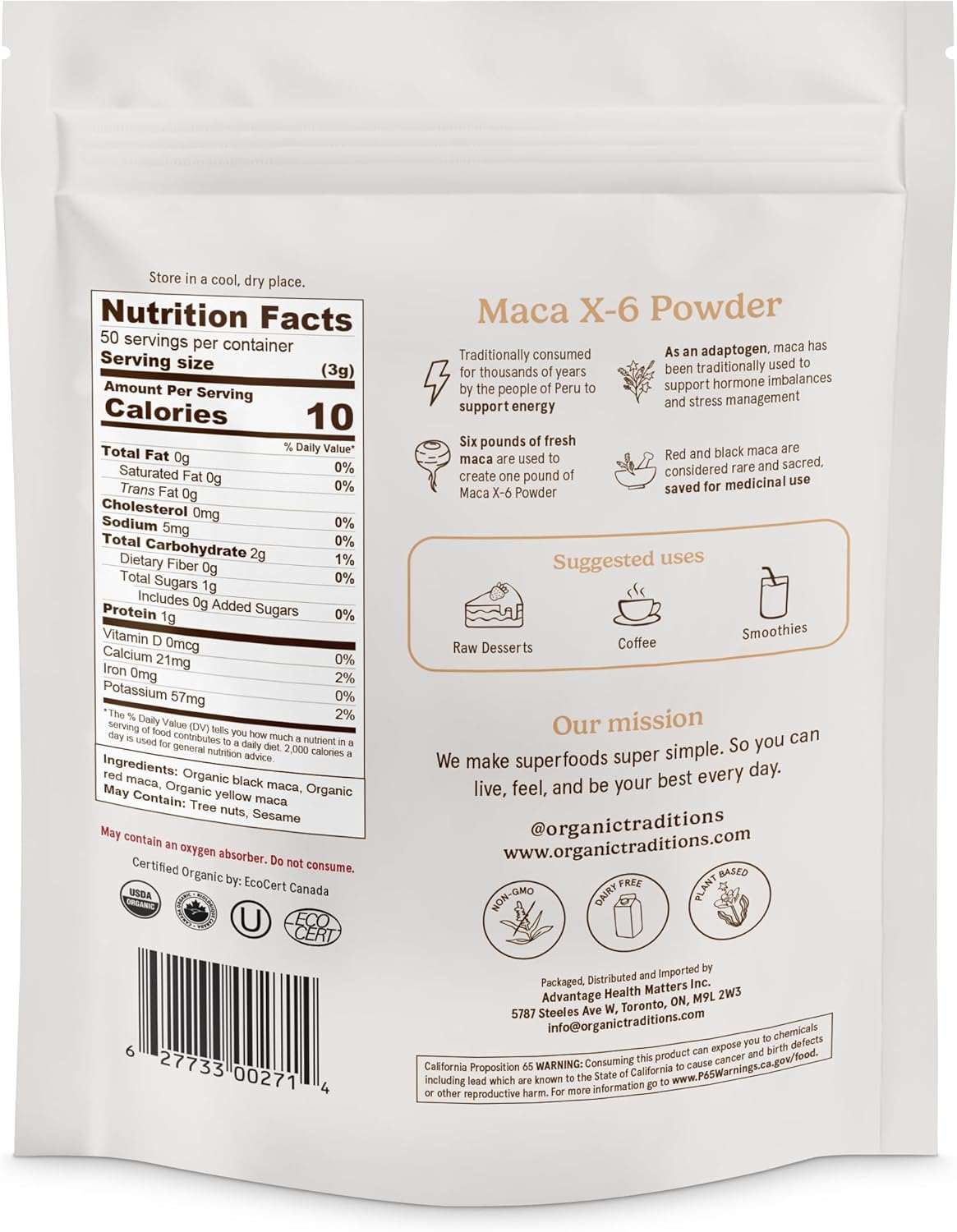 Organic Traditions Maca X-6 Powder | 150 g