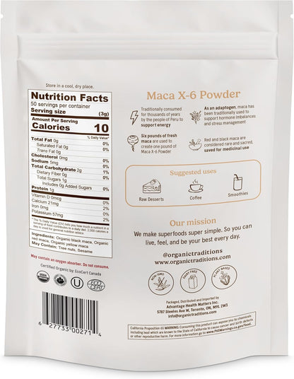 Organic Traditions Maca X-6 Powder | 150 g