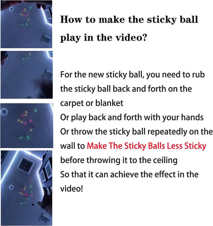 Luminous Sticky Balls, 4Pcs Stress Relief Glowing Balls, Ceiling Balls Glow in The Dark, Stress Balls for Kids and Adults, Sticky Balls, to The Wall and Roof, Party Favors, Party Supplies for Relax