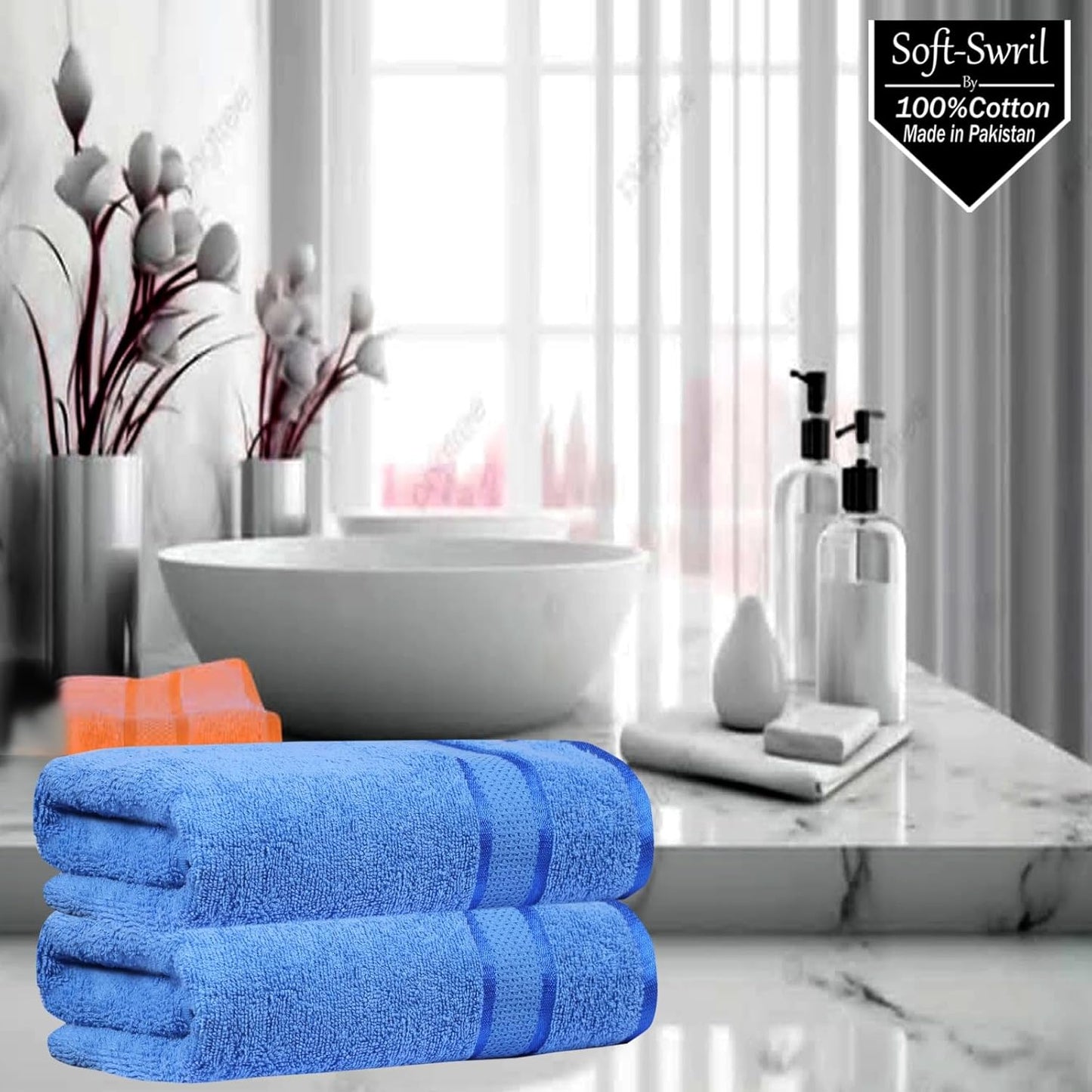 Soft-Swril Premium Sky-Blue Bath Towel 500 GSM 100% Cotton 27x54 Inches Pack of 1,Ultra Super Soft Quick Dry Highly Absorbent - Soft Hotel Quality for Bath and Spa