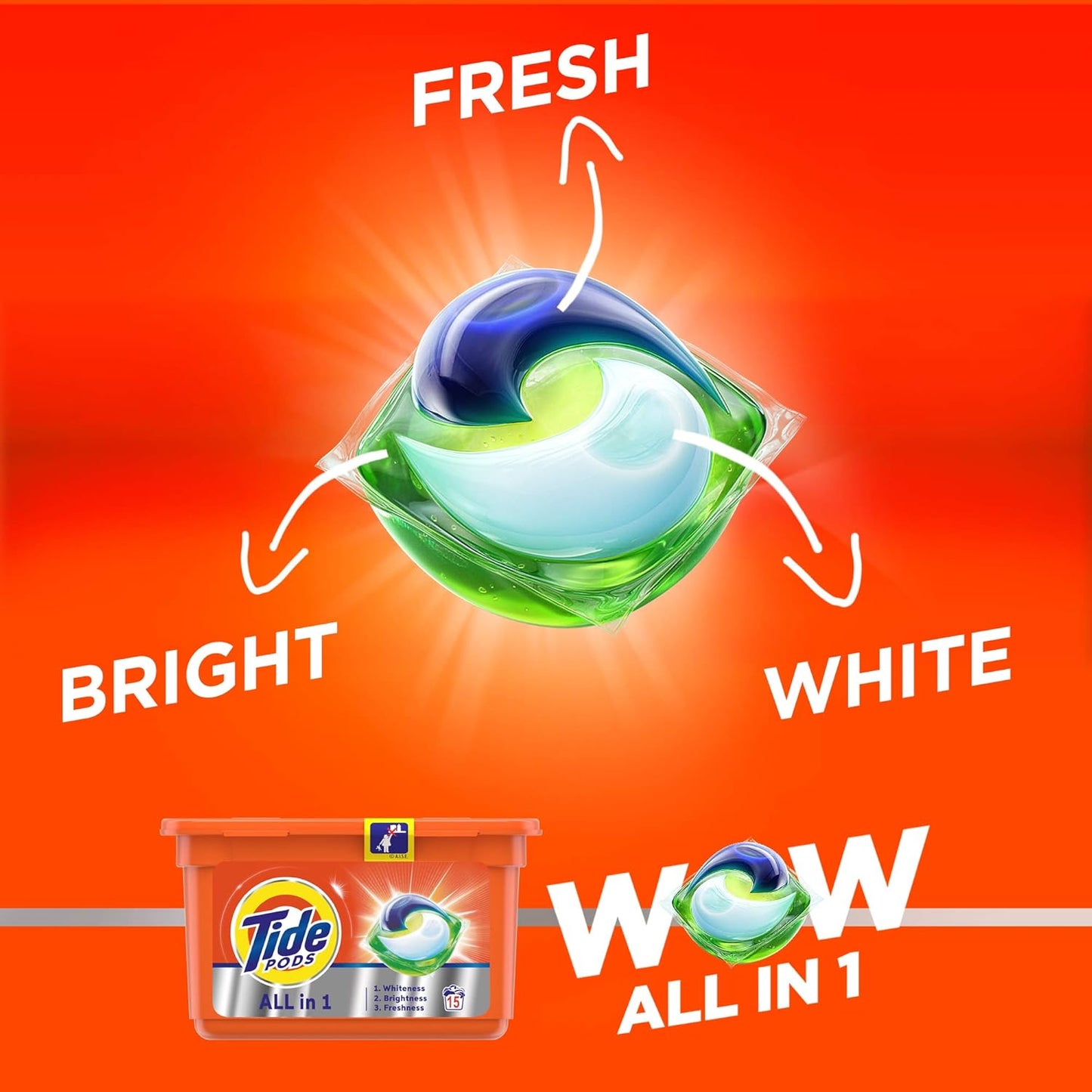 Tide Wow All in 1 Pods Original Scent, 15 Count