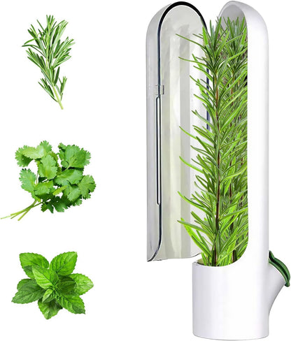 Premify 2 Pcs Herb Saver, Herbs Keeper for Refrigerator, Cilantro Storage Containers, Fridge Organizers and Storage, Herb Saver Pod Keep Fresh & Green Vegetables, Mint, Parsley, Asparagus