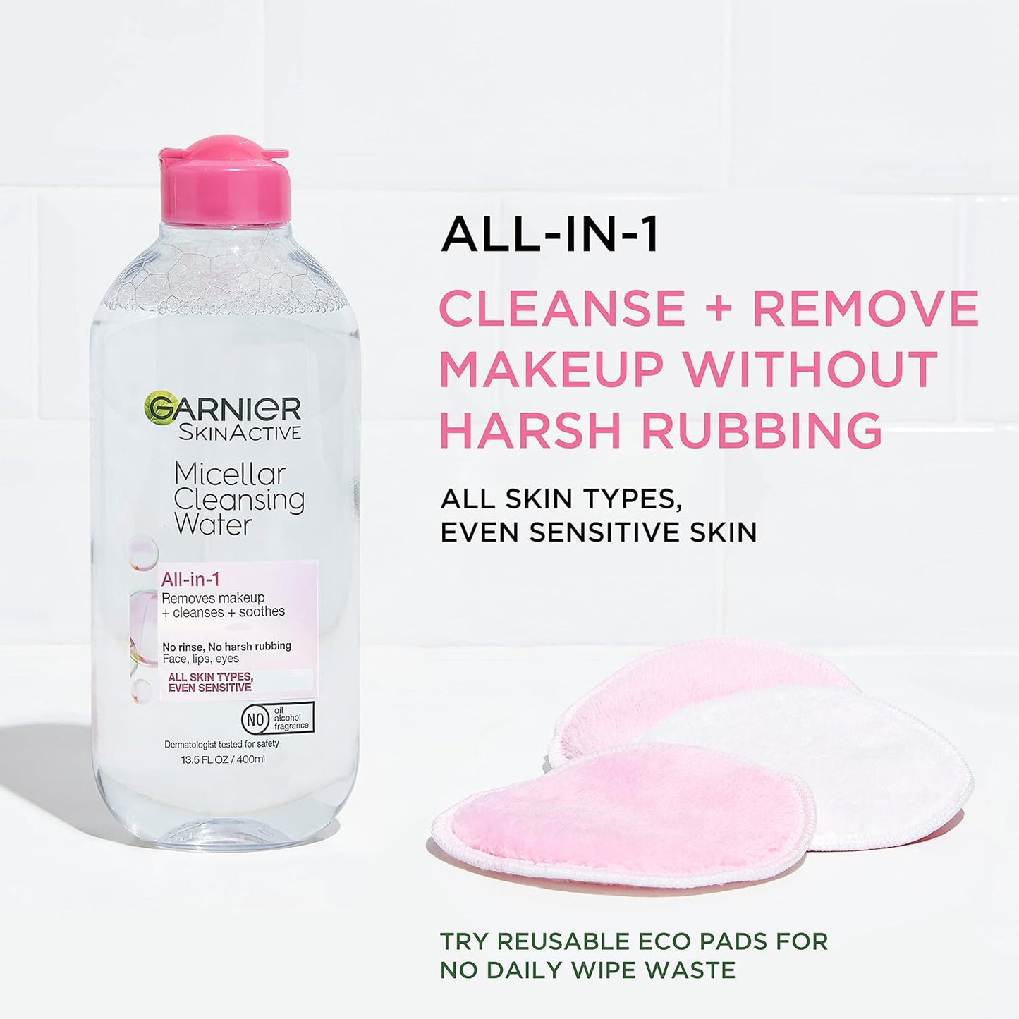 Garnier SkinActive Micellar Cleansing Water, For All Skin Types, 400ml Pack of 3