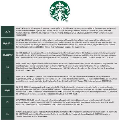 Starbucks Variety Pack 8 Flavour by Nespresso Coffee Pods (Pack of 8, Total 80 Capsules)