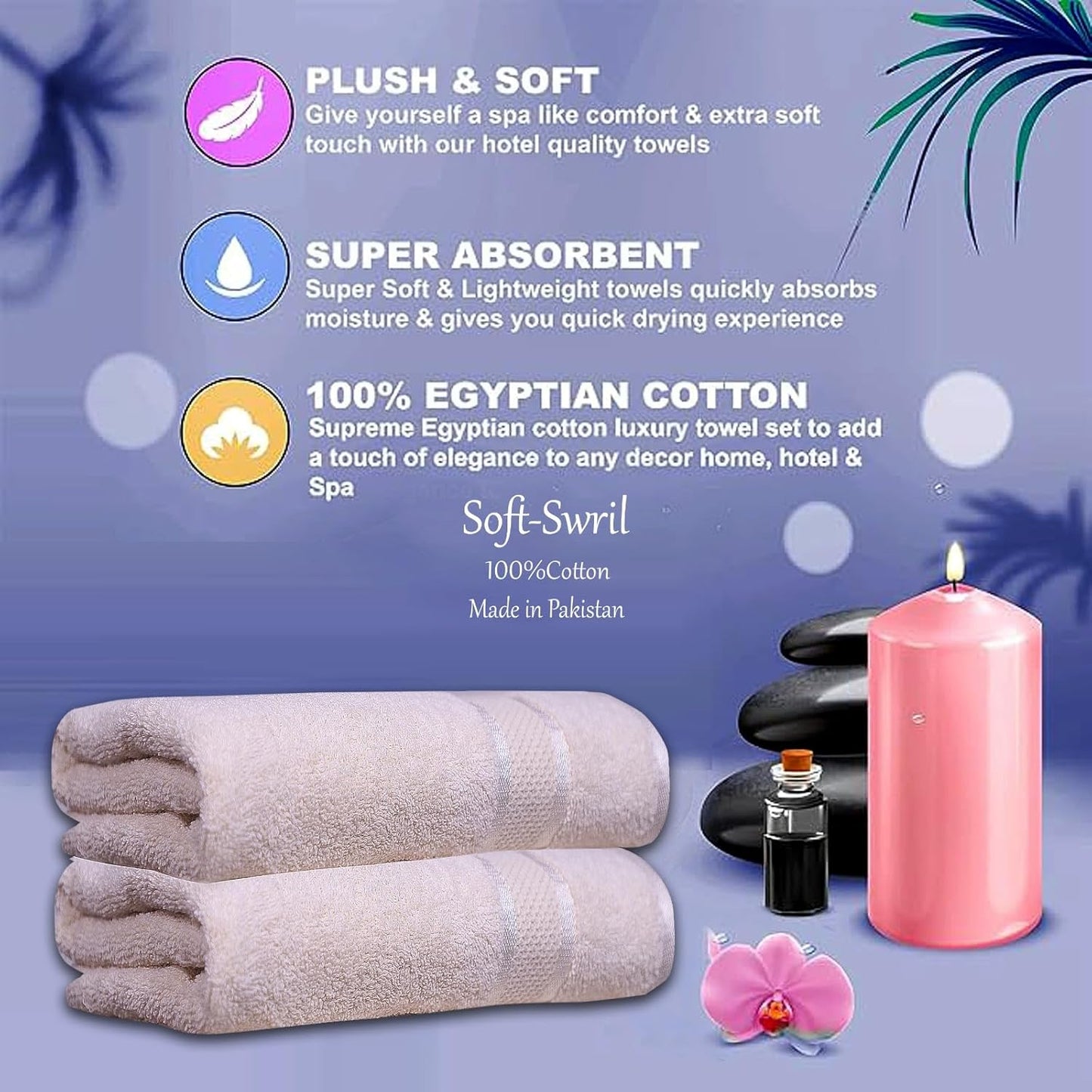 Soft-Swril Premium Sky-Blue Bath Towel 500 GSM 100% Cotton 27x54 Inches Pack of 1,Ultra Super Soft Quick Dry Highly Absorbent - Soft Hotel Quality for Bath and Spa