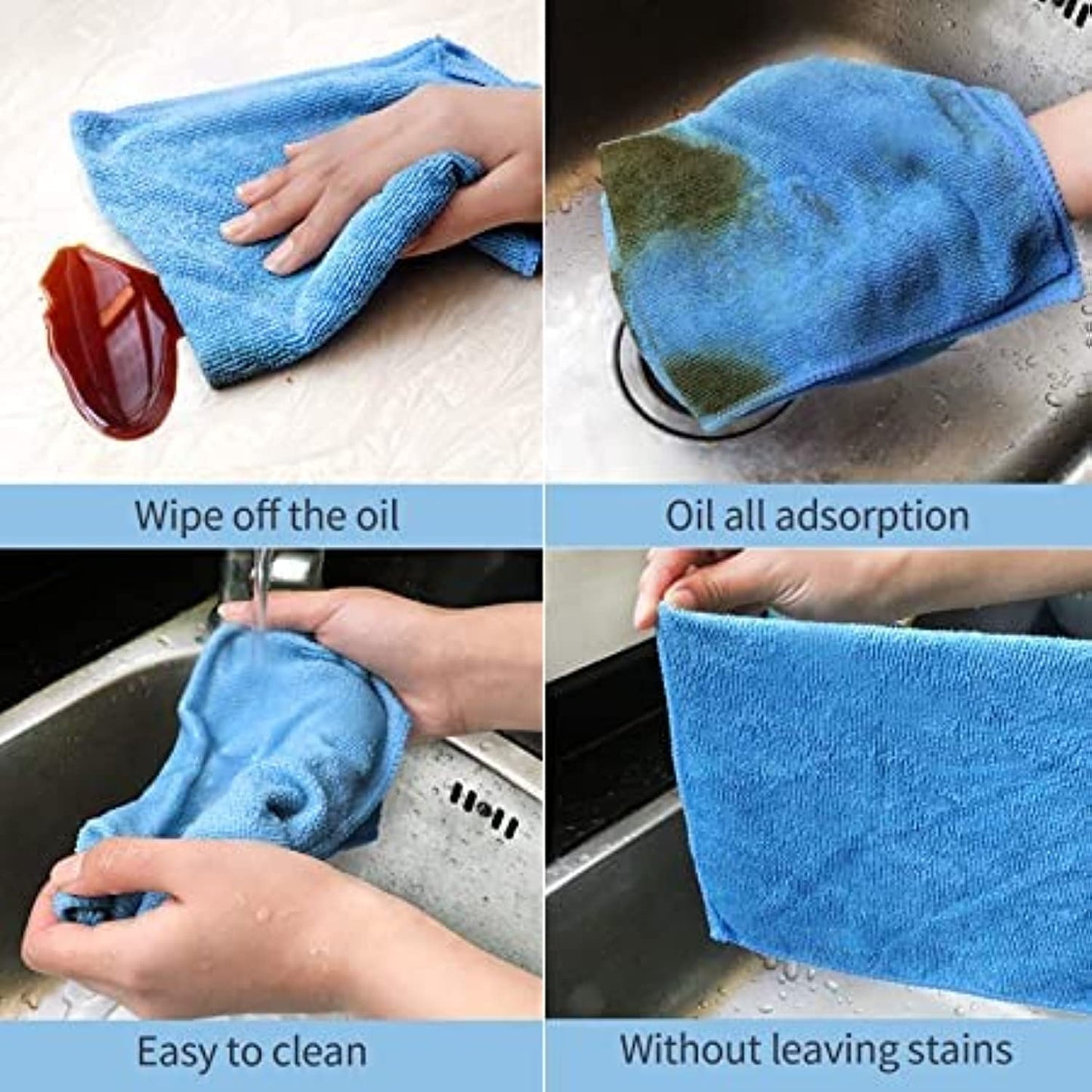 Coralblue Coralblue-Car Towel, Microfiber Cleaning Cloth, Pack of 3 with Washing Sponge- Multipurpose Car Towels or Microfiber Car Drying Towel for Washing, Drying, Dusting and Cleaning (40 x 40 cm)