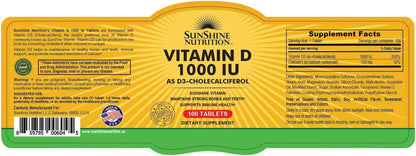 Sunshine Nutrition Vitamin D 1000