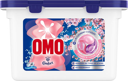 OMO Comfort 3in1 Laundry Capsules, Cherry Blossom Freshness, Removes 99 Types of Stains, 15 Capsules