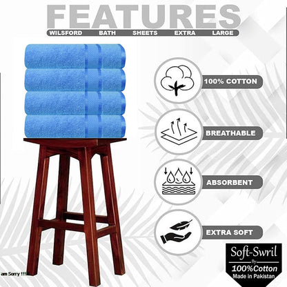 Soft-Swril Premium Sky-Blue Bath Towel 500 GSM 100% Cotton 27x54 Inches Pack of 1,Ultra Super Soft Quick Dry Highly Absorbent - Soft Hotel Quality for Bath and Spa