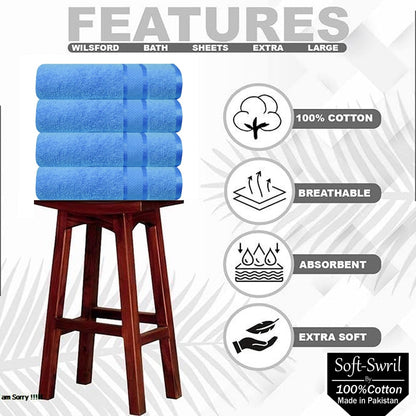 Soft-Swril Premium Sky-Blue Bath Towel 500 GSM 100% Cotton 27x54 Inches Pack of 1,Ultra Super Soft Quick Dry Highly Absorbent - Soft Hotel Quality for Bath and Spa